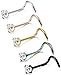 Jstyle 20G 5 Pcs Stainless Steel Nose Rings Studs Screw Piercing Body Jewelry 2.5mm