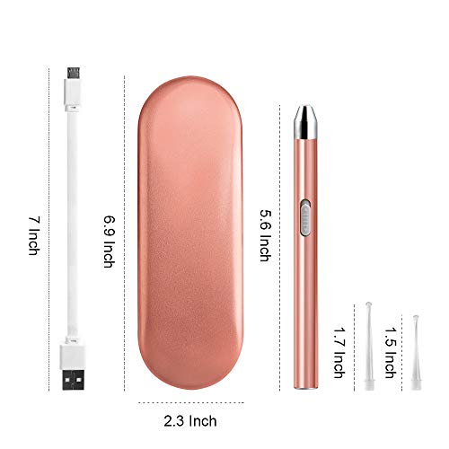 Ear Pick Set of Earwax Spoon Digger, Ear Wax Removal Tools with LED Light & USB Charging, Visible Ear Care Tool Accessories, Safe for Kids/Seniors (Rose Gold)