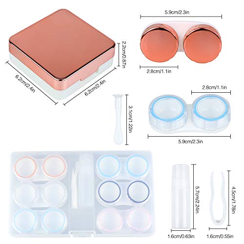 Meetory 8 Pack Contact Lens Travel Case, 2 Styles Portable Contact Lens Kit with Bottle, Tweezers, Container Holder for Travel & Home - FDA Approved