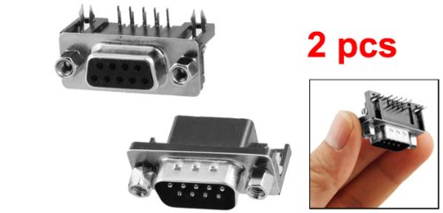 uxcell DB9 9 Pin Male + Female Right Angle D-sub PCB Mount Connectors 2 Pcs