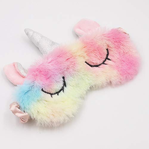 ZTL Girls Colorful Unicorn Sleeping Mask Cute Unicorn Horn Soft Plush Eye Mask Blindfold Eyeshade Eye Cover