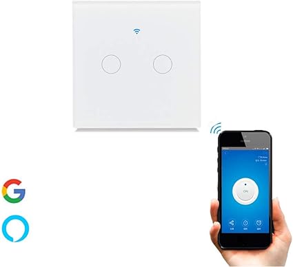 Interruptor WiFi Tctil Inteligente de Pared compatible con Alexa Google Home y Smart Life iOS y Android Programable Smartfy Doble Interruptor WiFi Tctil Inteligente de Pared compatible con Alexa Google Home y Smart Life iOS y Android Programable Smartfy Doble