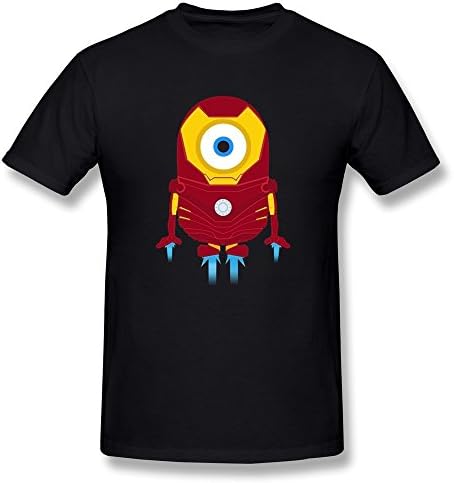 WAYNEY Custom The Avengers Tony Stark Iron Man Despicable Me Minions Short Sleeve Tshirt For Mens Black Small