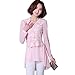 XINUO Women Blouse Lace Chiffon Casual Party Work Pink Long Sleeve Blouses Tops