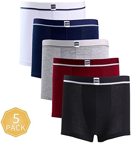 DOURA Breathable Soft Cotton Boxer Briefs Comfortable Underwear 5 Pack for Boys ( 9-11 )