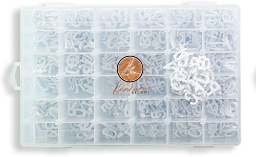 Kunkuru Designs Set of 564 precut Plastic 3/4 inch Characters for Felt letterboard in 36 Section Box. (White)