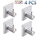 Eipihon 4 Pack Upgraded No Drilling Waterproof and Rustproof Stainless Steel Self Adhesive Hooks for Kitchens, Bathrooms, Lavatories, Closets, Office and so on