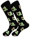 Balanced Co. Frog Sipping Tea Meme Dress Socks Funny Socks Crazy Socks Casual Cotton Crew Socks (Black)
