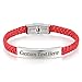 GAGAFEEL Leather Classic Braided Rope Bracelet Custom Engraved Message Stainless Steel Bangle Unisex Gift