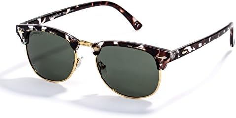 Semi-Rimless Sunglasses Classic Tortoise Shell Polarized Eyeglasses for Women with Hard Case