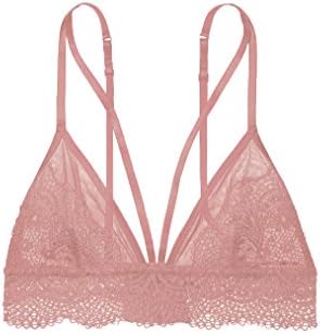 Victoria's Secret Crochet Lace Triangle Bralette With Frount straps (Large, Angel Pink)