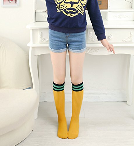 Kids Girls Stripe Long Cotton Socks School Uniform Knee High Socks Classic Stockings - Thumbnail 3