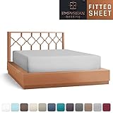 Empyrean Bedding Fitted Sheet Only – 1 Piece Bottom Sheet for Standard Mattress Height – 110 GSM Thick & Soft Microfiber Fabric - Exclusive Tight Fit Smart Corner Straps - Cal King, Silver Light Gray