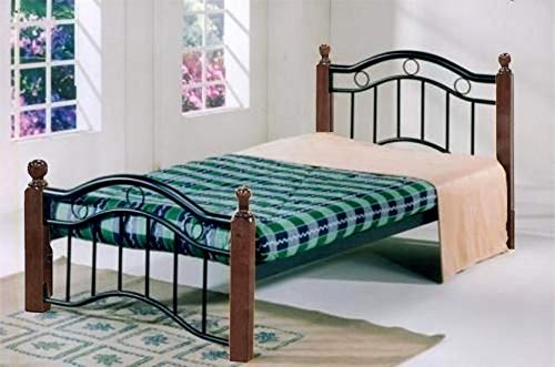 Galaxy Design Single Bed Metal & Wood – Brown Color GDF-8882BRN