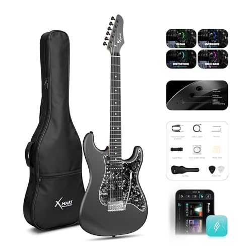 Enya XMARI Smart Electric Guitar with Built-in DSP Effects, 4 Presets, USB-C OTG Recording, Headphone Output, Custom Ceramic Pickups, Carbon Fiber Body, with Bag