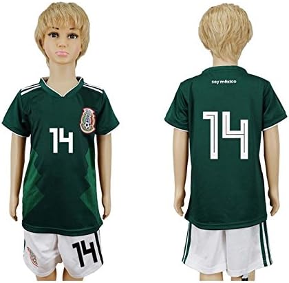 2018 Russia Word Cup Mexico National Football Team #14 Kids Home Green Soccer Jersey - XXXS