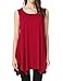 JollieLovin Womens Plus Size Loose-fit Sleeveless T-Shirt Tank Tunic Top(L, Red)