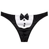 YiZYiF Men's Sexy Tuxedo Briefs Fancy G-string Stretch Underwear with Bowtie Large