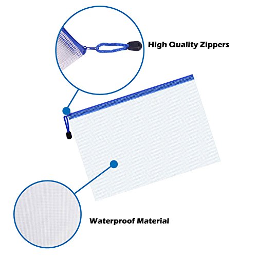 Selizo 12 Pcs Plastic Zip File Paper Document Folder Bags Storage Pouch with Assorted Sizes