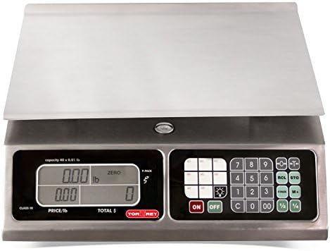 TORREY LPC40L Electronic Price Computing Scale, Rechargeable Battery, Stainless Steel Construction, 100 Memories, 8 Direct Access Keys , 40 lb