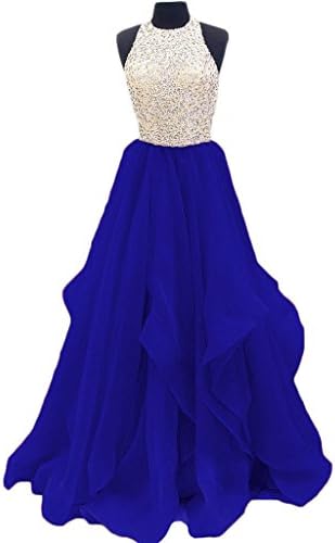 TBGirl Gorgeous Beaded Prom Dresses KeyHole Chiffon Sweet 16 Party Gown