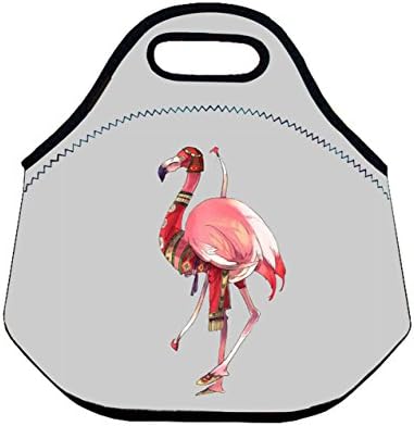 WOOSAL Stretchy Neoprene Waterproof Lunch Bag with Handle and Zipper-Insulated Lunch Box Cooler warm Bag For School work Office (Flamingo)
