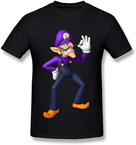 Ruihua Men's Waluigi Cartoon T-shirt XL Black
