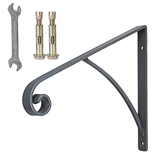 ATYOUK Single Post Handrail Wrought Iron Post Mount Step Grab Supports with Base Plate Fits 1 or