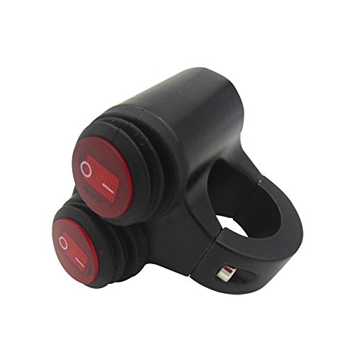 1" Motorcycle Handlebar Double Control Switch Button Headlight Hazard Brake Fog Light ON OFF Switches With Red Indicator Light