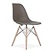 2xhome Modern Plastic Side Dining Chairs No Arms with Back Natural Wood Wooden Legs, Grey