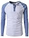 H2H Men's Slim Fit Raglan Baseball Jersey Knit T-Shirt with Colorblocked Sleeve and Front Placket Combos Blue US S/Asia M (CMTTL077)