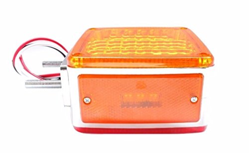 2pc Amber/Red 39 LED Double Face Stud Mount Pedestal Fender Stop Turn Tail Light for Truck Trailer Peterbilt Freightliner Kenworth Mack Western Star. Left and Right Side Lights