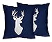 Navy White Deer Decorative Accent Throw Pillows for Navy Blue, Mint and Grey Woodsy Boys Bedding Sets - Set of 2