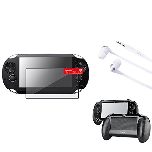 Insten Black Hand Grip + Clear LCD Protector + White / Silver Headset Compatible With Sony PS Vita PSV - Thumbnail 4
