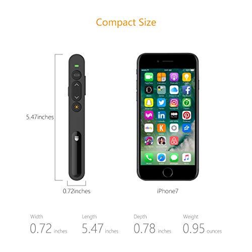 Wireless Presenter with Red Laser Pointer, Presentation Remote Presentation Clicker, Laser Pointer 2.4GHz USB Powerpoint PPT Clicker Flip Pen for Office Teacher,Support Hyperlink (Black) - Thumbnail 6