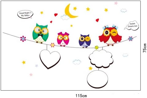 Wallmates Home Decor Vinyl Wall Sticker Cute Owls Kids Room Decal Art Mural Wallpaper