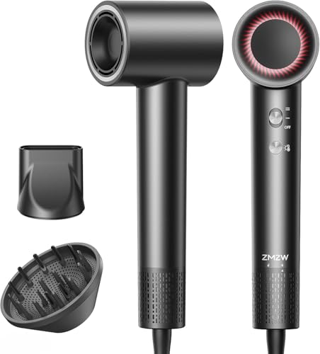 Ionic Hair Dryer, Professional Hair Dryer 160,000 RPM, Air Flow 36 m/s, Quick Drying, 500M Negative Ion, Intelligent Control, Light and Quiet, Magnetic Diffuser