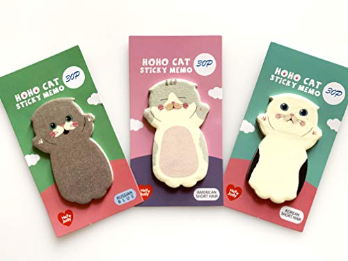 Cute Kawaii Cat Sticky Notes Memo Pad Set of 8, Japanese Stationery, Party Favors, Gift for Cat Lovers - Thumbnail 2