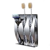 AKDSteel Toothbrush Holder Razor Stand Self Adhesive Wall Mounted - Brushed Stainless Steel