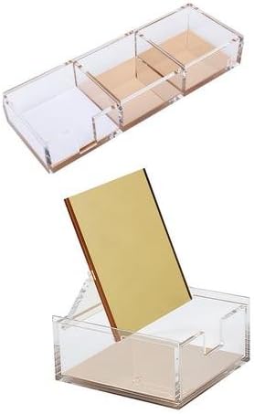 DS DRAYMOND STORY Acrylic Gold Desktop Stationery Series 1 Mirror Storage Box 1 Desk Sorter with 320 Sheets (Clips Sold Separately)