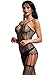 BeLuring Womens Mesh Suspender Bodysuit Full Body stockings , Black , One Size