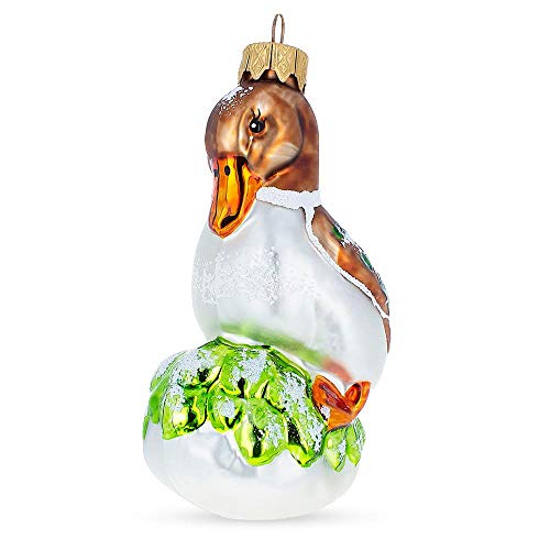 BestPysanky Duck Mouth Blown Mouth Blown Glass Christmas Ornament 4.4 Inches
