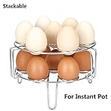 [Upgraded Version] Maxracy 2 Piece Stackable Egg Steamer Basket Rack Trivet Stainless Steel Egg Assist for Instant Pot Accessories 5 6 8 qt Pressure Cooker (Incurvate Type)