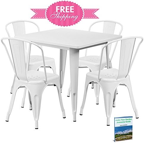 Outdoor Patio Conversation Sets Clearance Patio Coffee Table Furniture Sets 5 Pieces Backyard Lawn Garden Modern Retro Set Simple Dining Breakfast White Stack Chairs Lightweight And eBook By NAKSHOP