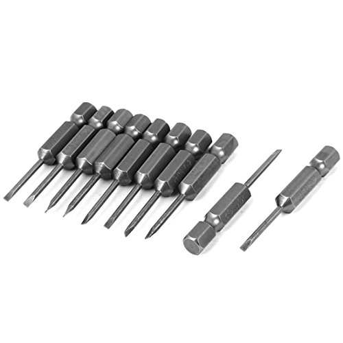 Uxcell a16011500ux0369 2mm Tip Magnetic Slotted Flat Head Screw Driver Bits 10 Pcs,
