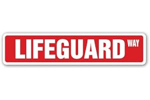 SIGNMISSION LIFEGUARD Street Sign swimming pool lake ocean life | Indoor/Outdoor | 18" Wide Plastic Sign