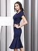 Miusol Women's Official V-Neck Retro Cap Sleeve Fitted Business Cocktail Dress,Navy Blue,Large