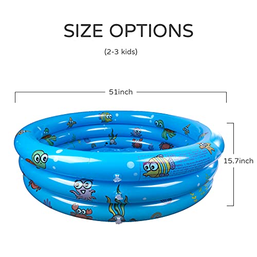 eulogize Inflatable Kiddie Pool for Backyard, Kids Swimming Pools for Baby Toddler Kids, Indoor and Outdoor Water Game Play Center for Summer(51X15.7inches)