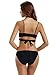 zeraca Women's 2 Piece Retro Wrap Bikini Swimsuits (L14, Black)