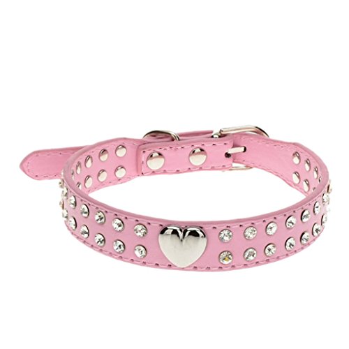 Ninasill Pet Collar, Hot Cute Bling Crystal Pet Collar Puppy Choker Cat Necklace (Asian XS = US XXS, Pink)